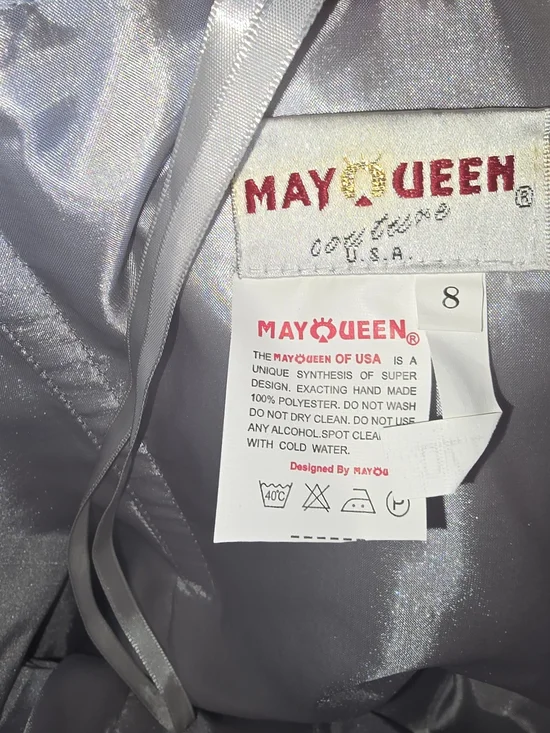 Silver Layered Ruffled Prom Gown - Picture 6 of 6